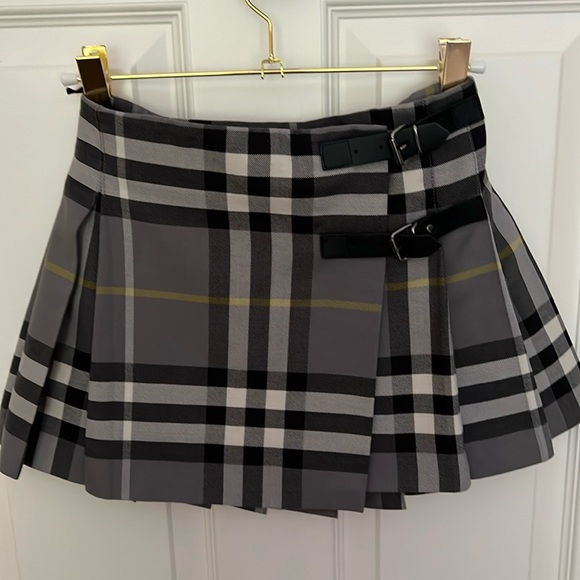 Burberry Kids Plaid Skirt - Gray and Black